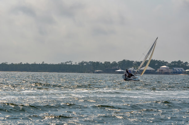 海岸风光-在一个多风的星期六航行和划船图片下载