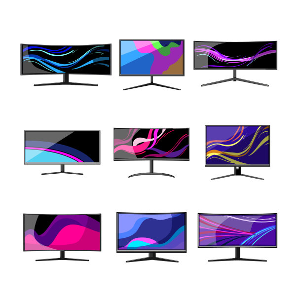 显示器电脑游戏集卡通矢量插图图片下载