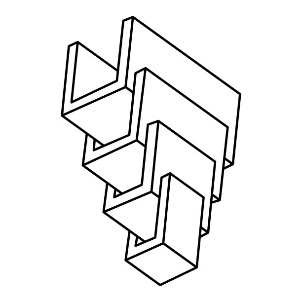 不可能的形状。视错觉人物。欧普艺术作品。线条艺术造型。图片下载