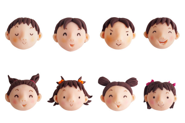 一组微笑的男孩和女孩的图标图片下载