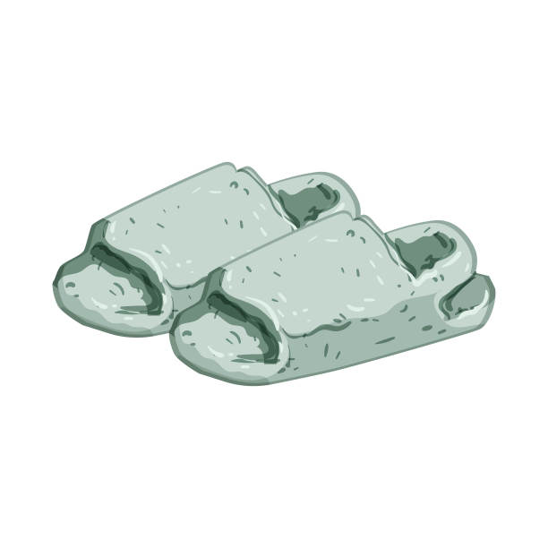 地板女人拖鞋卡通矢量插图图片下载