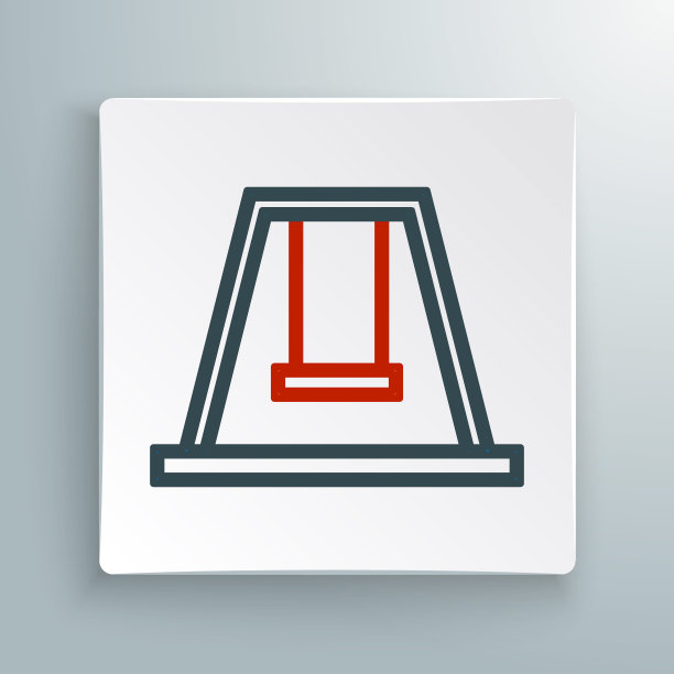 线秋千儿童夏季游戏在操场图标孤立的白色背景。户外娱乐设备。彩色轮廓概念。向量图片下载