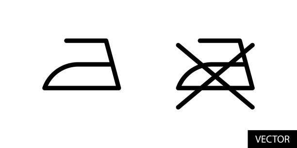 熨烫和不熨烫，不熨烫洗衣符号矢量图标在白色背景上孤立的线条风格设计。可编辑的中风。图片下载