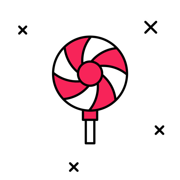 填充轮廓棒棒糖图标孤立在白色背景。糖果的迹象。食物，美味的象征。向量图片下载