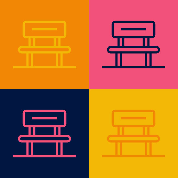 波普艺术线候车厅图标隔离在彩色背景上。向量图片下载