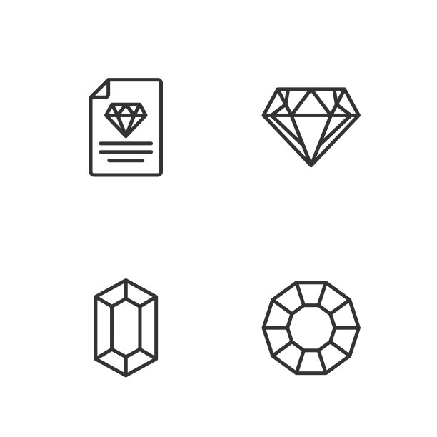 集行钻石、宝石、钻石证书及图标。向量图片下载