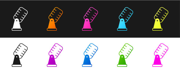 将麦克风图标隔离在黑白背景上。在空中无线电麦克风。演讲者的迹象。向量图片下载