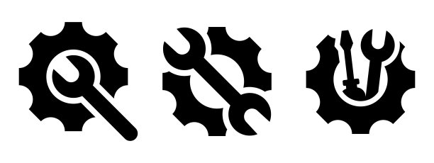 服务图标集。汽车服务标志。扳手，螺丝刀和齿轮图标。客户支持。服务中心标志。办公图标集。标志向量。设置和维修，服务标志。Vctor图形。图片下载