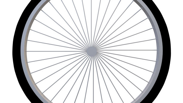 带轮胎的自行车车轮和带多辐的轮辋图片下载