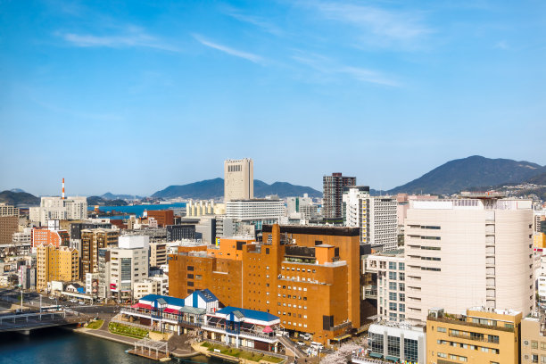 北九州小仓的街道上建筑物林立图片下载