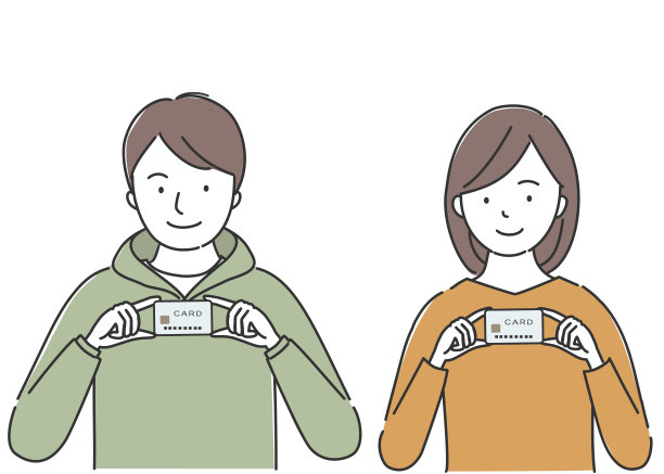 年轻男女手持信用卡图片下载