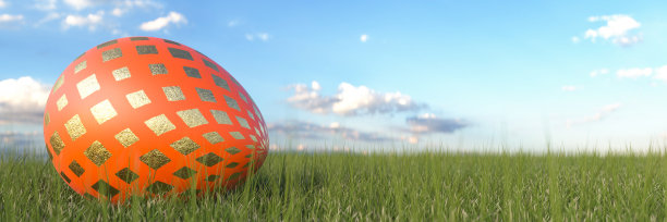 橙色图案的复活节彩蛋3d渲染图片下载