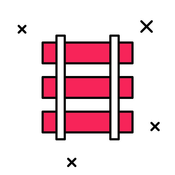 填充轮廓铁路，铁路轨道图标孤立在白色背景。向量图片下载