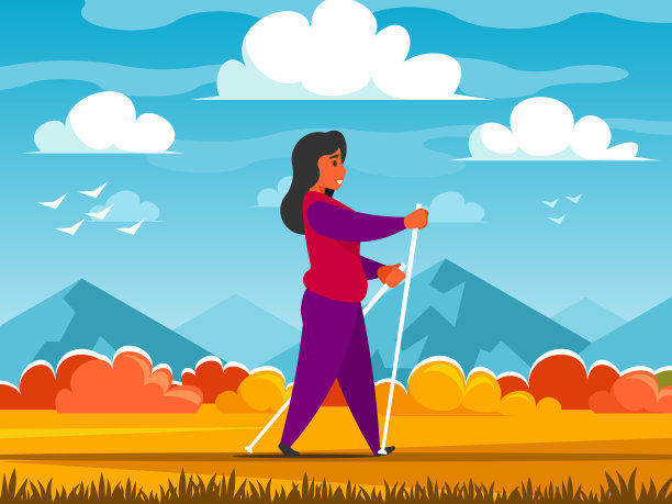 拿着斯堪的纳维亚棍子的女人图片下载