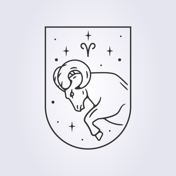 白羊座星座占星矢量线艺术插画设计图片下载