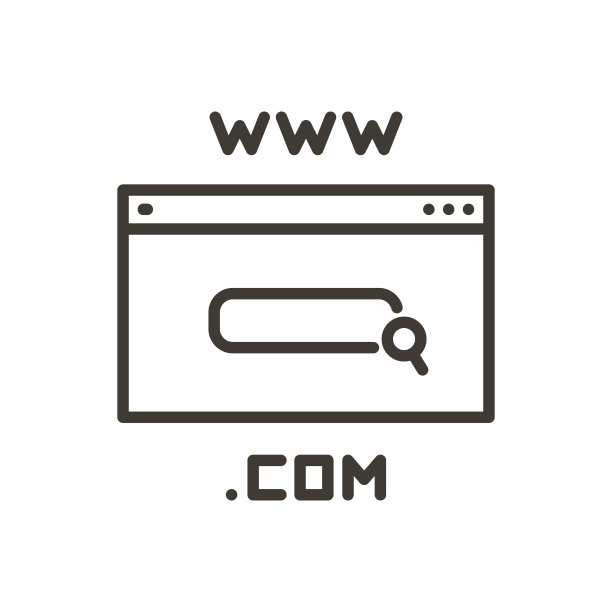 矢量细线图标插图图形元素设计的搜索栏与放大镜的网页与。com和www文本图片下载