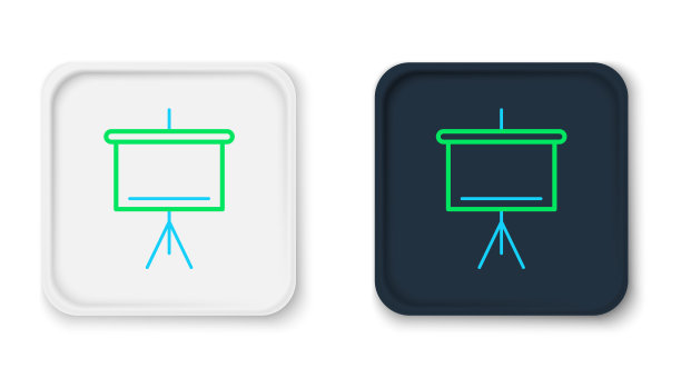线条黑板图标隔离在白色背景上。学校黑板标志。彩色轮廓概念。向量图片下载