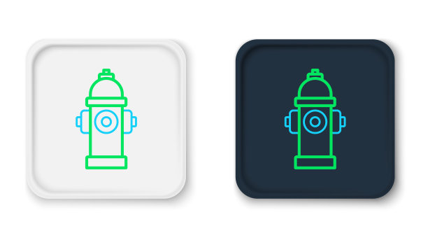 线消防栓图标孤立在白色背景。彩色轮廓概念。向量图片下载
