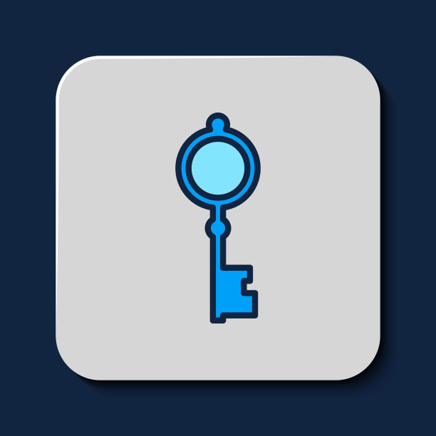 旧的键图标孤立在蓝色背景上。向量图片下载