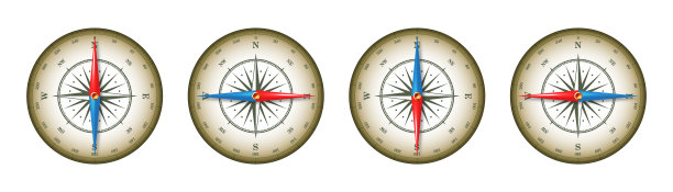航海罗盘，航海风向上升，有北、东、南、西的基本方向和度数标记。地理位置和方位，制图和导航。矢量图图片下载
