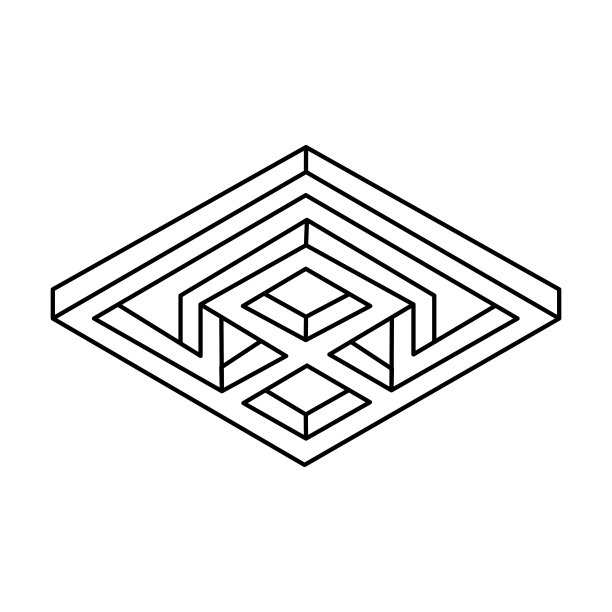 几何立方体。抽象设计元素。黑色轮廓三维矢量对象。不可能的形状。神圣几何学。视错觉人物。图片下载