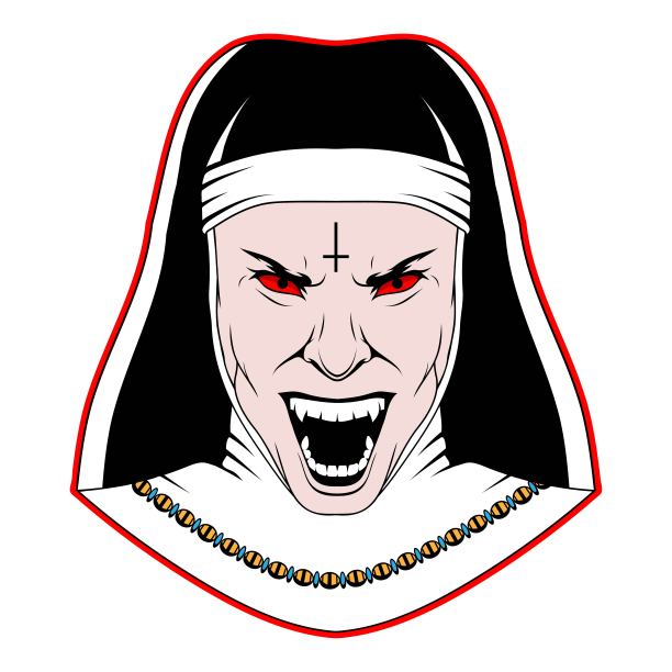 邪恶的修女。矢量插图的万圣节服装拥有的恶魔。愤怒的圣修女图片下载