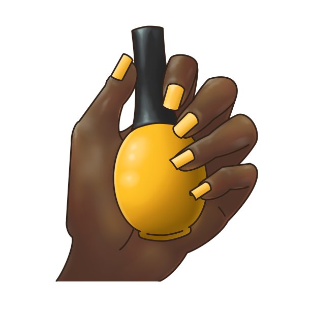 黑色的手拿着黄色的指甲油图片下载