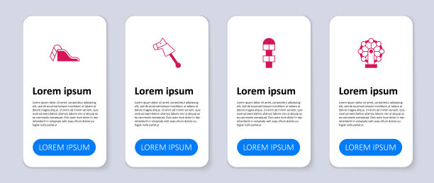 设置摩天轮，跳房子，玩具马和滑梯游乐场。业务信息图模板。向量图片下载