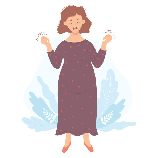 沮丧且不适的孤独孕妇矢量图图片下载