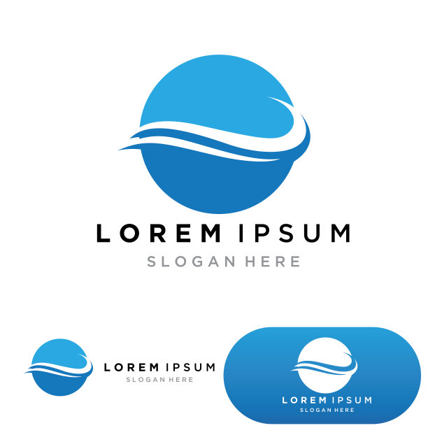 水波标志模板图标矢量插图设计。圆形波图片下载