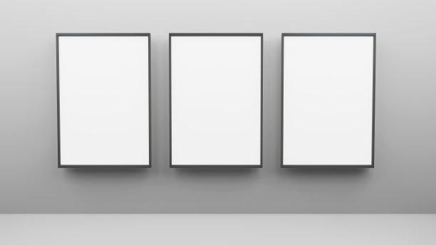 墙上的空白图片，3d渲染插图图片下载