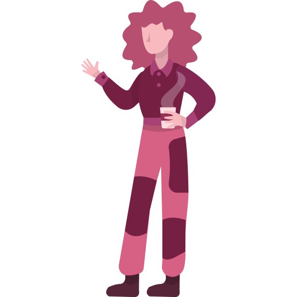 女子喝矢量咖啡休息平面图标图片下载