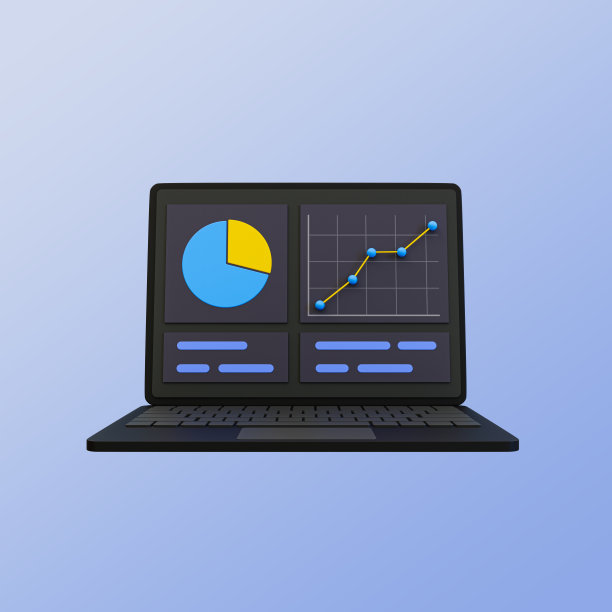 3d最小营销策略概念。业务分析。营销数据分析。笔记本电脑与统计数据。3 d演示。包括裁剪路径。图片下载