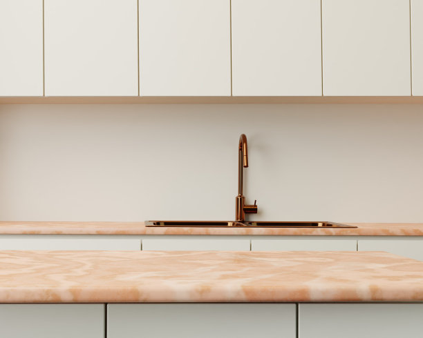 粉色大理石厨房内饰3d图片下载