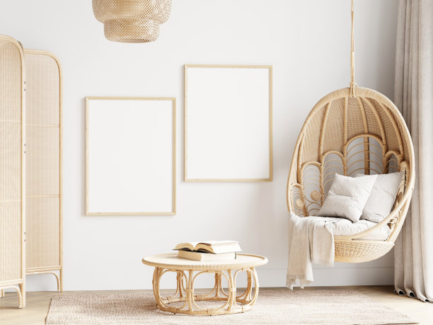 模型框架在波西米亚客厅内部图片下载