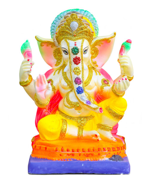 印度神甘尼萨，白色背景的甘尼萨神像图片下载