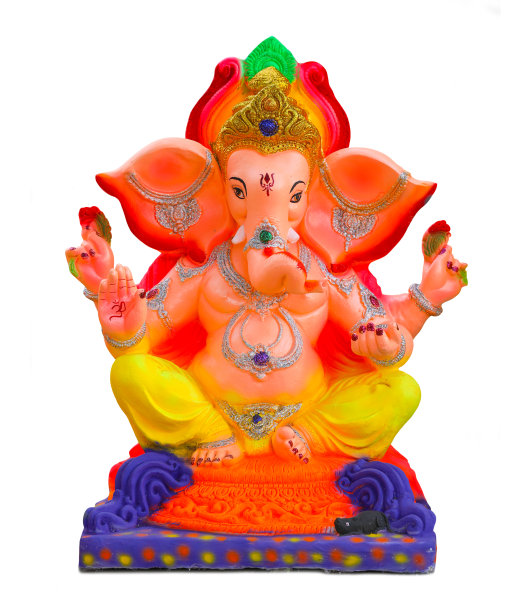 印度神甘尼萨，白色背景的甘尼萨神像图片下载