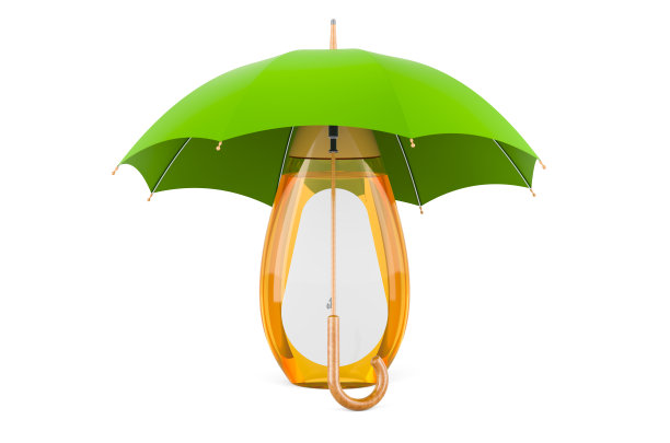 雨伞下的洗发水瓶，3D渲染图片下载