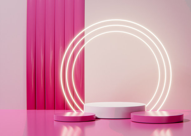 粉色最佳广告讲台3D插画。图片下载