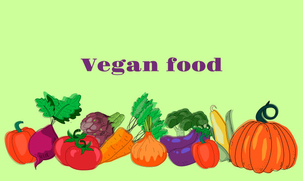 收集彩色手绘新鲜美味的蔬菜孤立在绿色背景。素食。图片下载