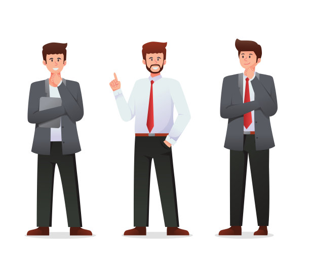 一组西装男子。商人矢量图图片下载