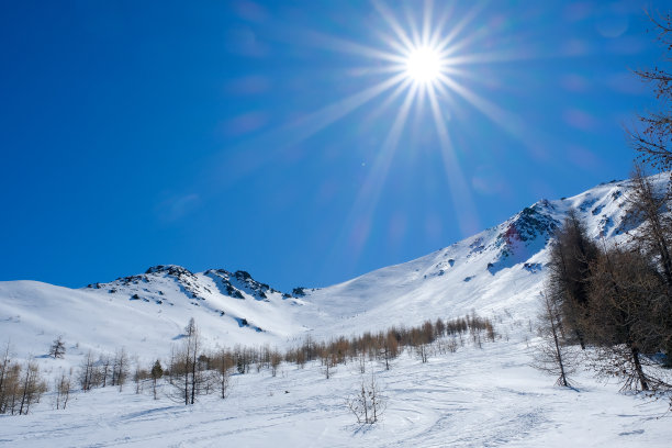 Queyras美丽的野外滑雪场景图片下载