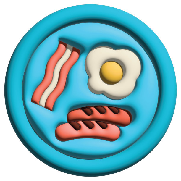 酒店3D插画早餐图片下载