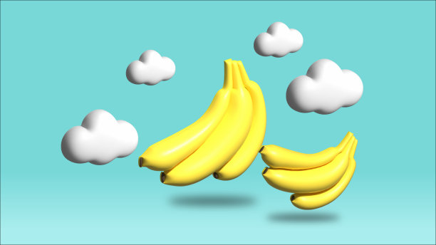 3d可爱的水果与云图片下载