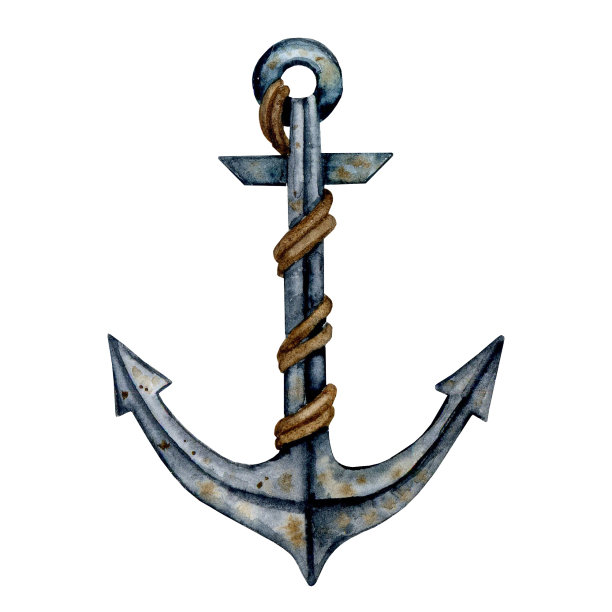 用绳子锚船。水彩航海插图孤立的白色背景。图片下载