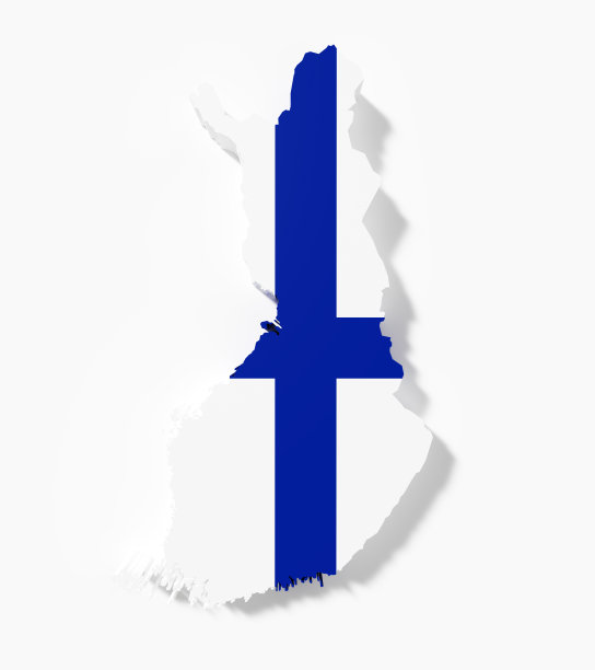 芬兰的国际边界与白色背景上的芬兰国旗纹理图片下载