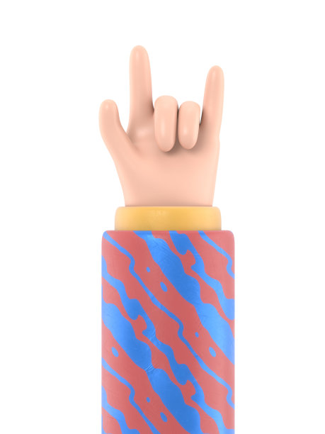 卡通手势图标模型。卡通人物的手在手势上摇摆。白色背景上的3D渲染。图片下载