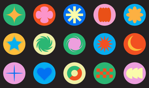 复古抽象几何形状的集合，最小的设计图标，简单的形状。一套新潮的图形元素，矢量插图。平的风格。古典美学图片下载