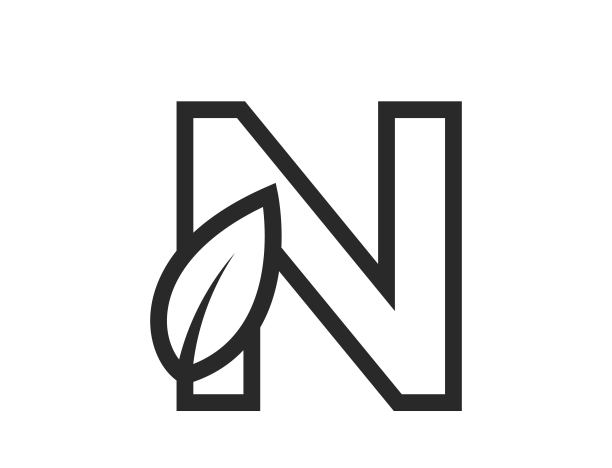 字母n和叶子对齐。创意生态标志。自然与环境设计元素。孤立矢量图像图片下载