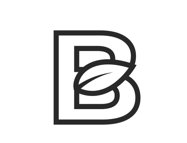 字母b和叶子对齐。初始生态标志。自然与环境设计元素图片下载
